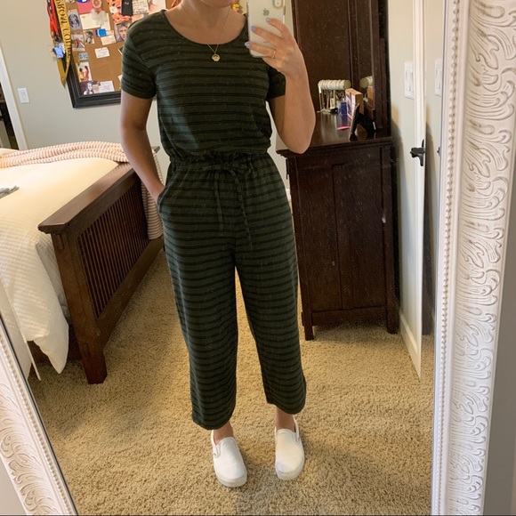 Old Navy Pants - Old Navy Army Green and Black Stripe Jumsuit